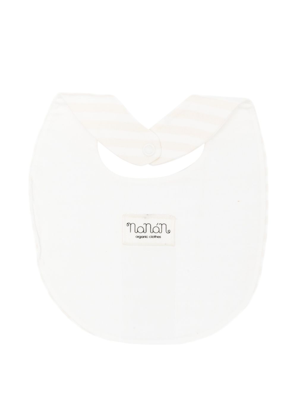 Bavaglino a righe in cotone con chiusura a bottoni E26406 BEIGE NANAN KIDS
