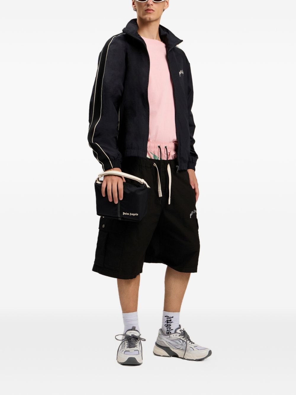 Giacca sportiva con zip e bande laterali PMEB02GS26FAB001 1003 PALM ANGELS