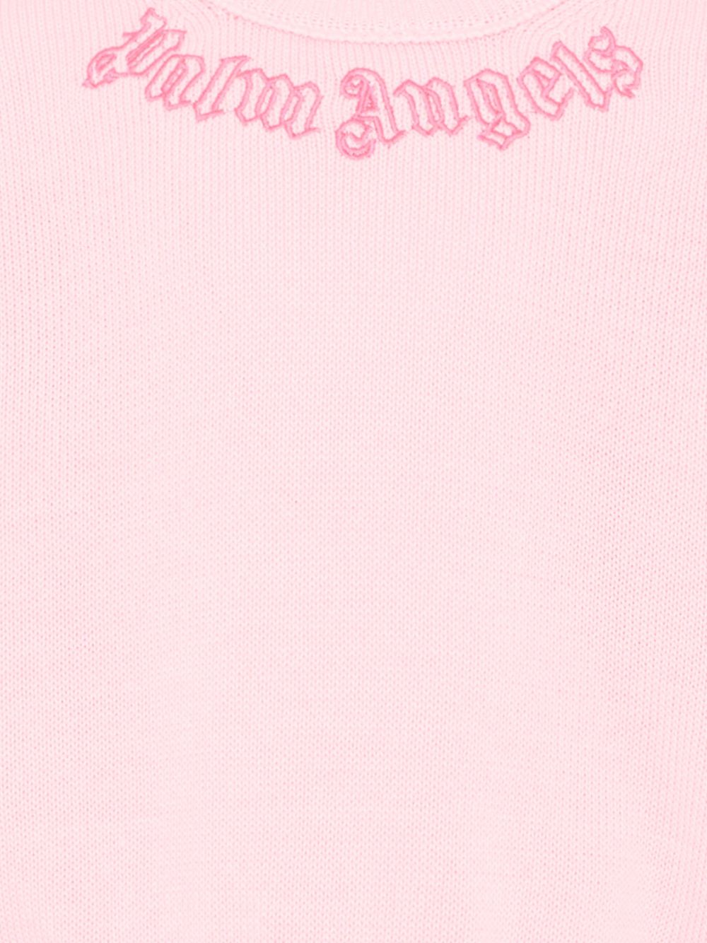 Pullover girocollo in cotone con ricamo logo PGHE002S26KNI002 042 PALM ANGELS KIDS