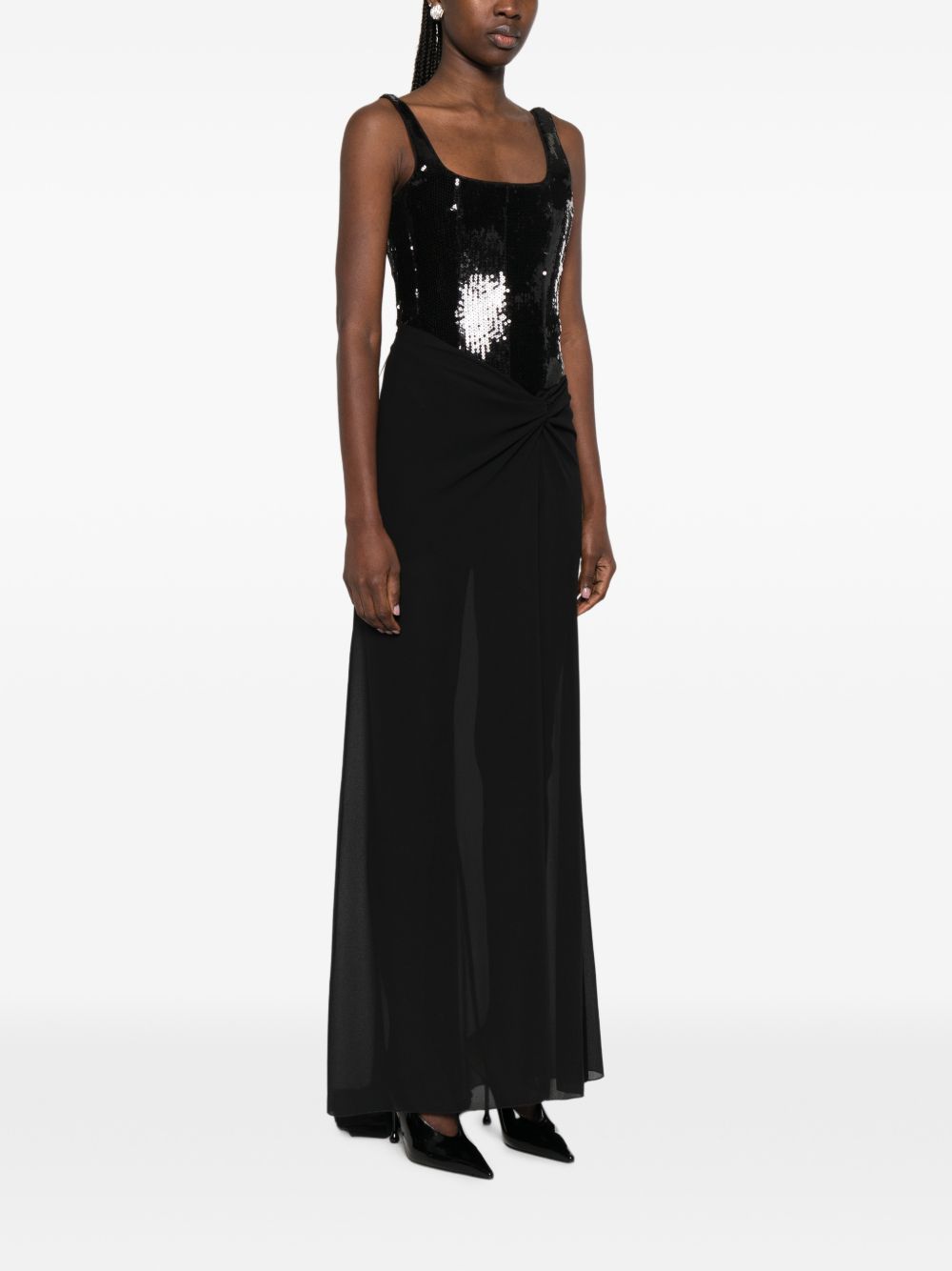 Abito lungo con paillettes e tulle 8A1629J401 K103 PATRIZIA PEPE