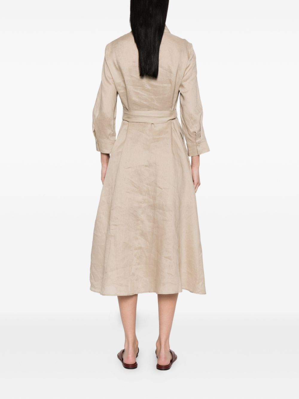 Abito midi in lino con cintura 2611221243200 002 PENNY BLACK