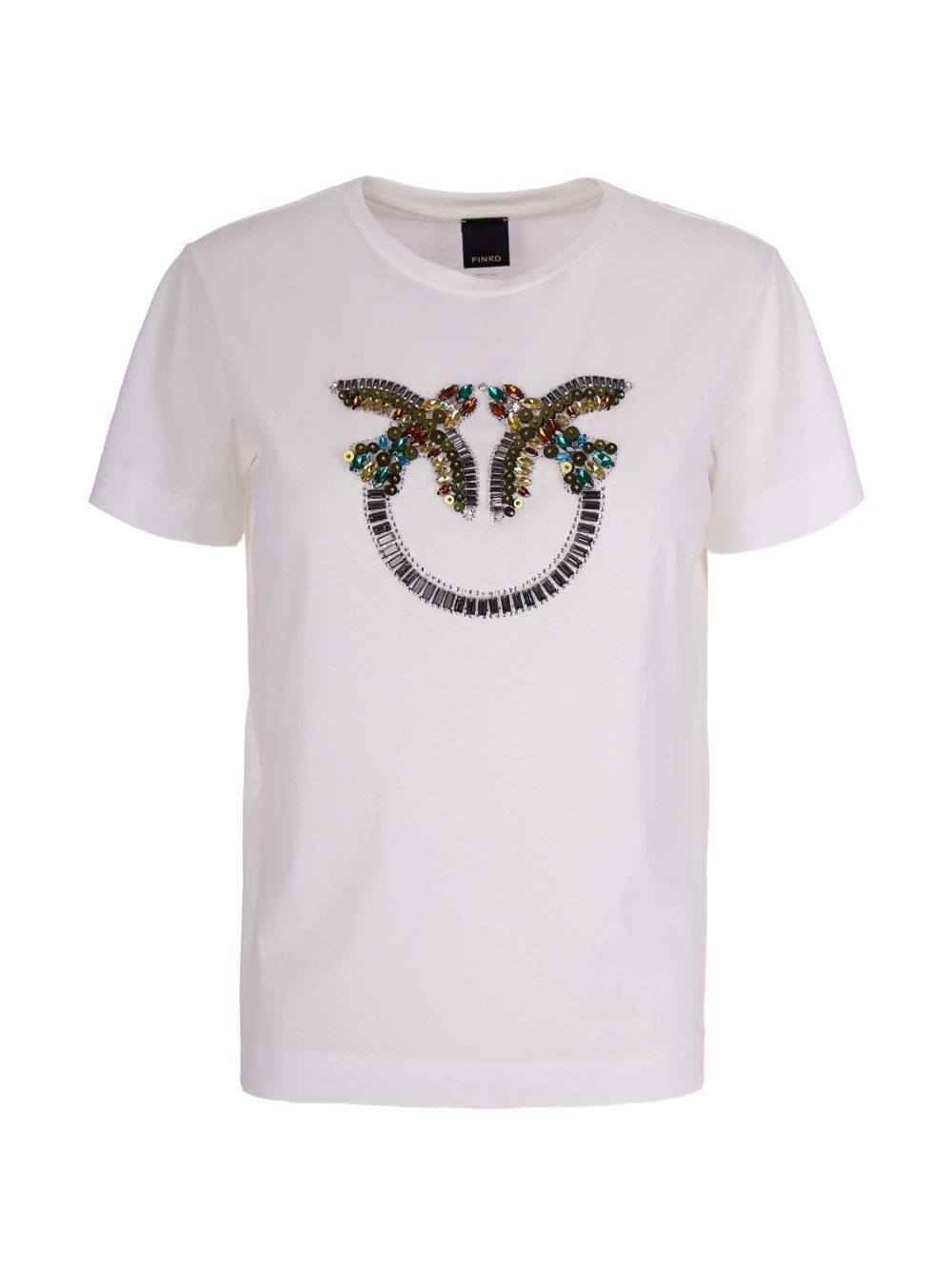 T-shirt con applicazioni gioiello 100535A33F Z05 PINKO