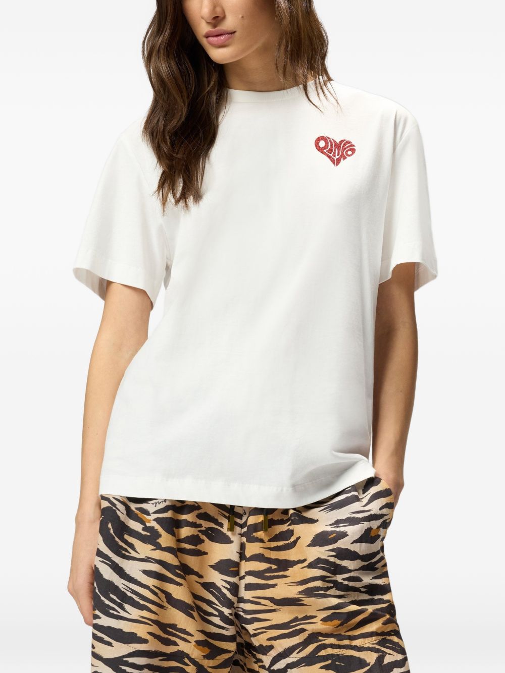 T-shirt in cotone con cuore 105526A33I ZR2 PINKO