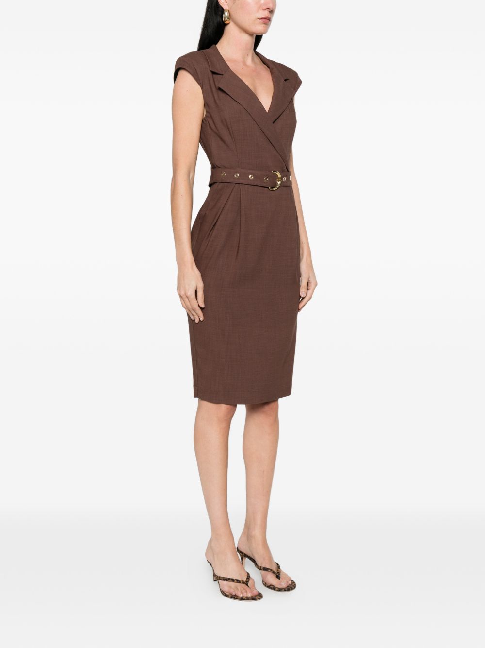 Abito sartoriale con cintura e revers 106565A2W6 L78 PINKO