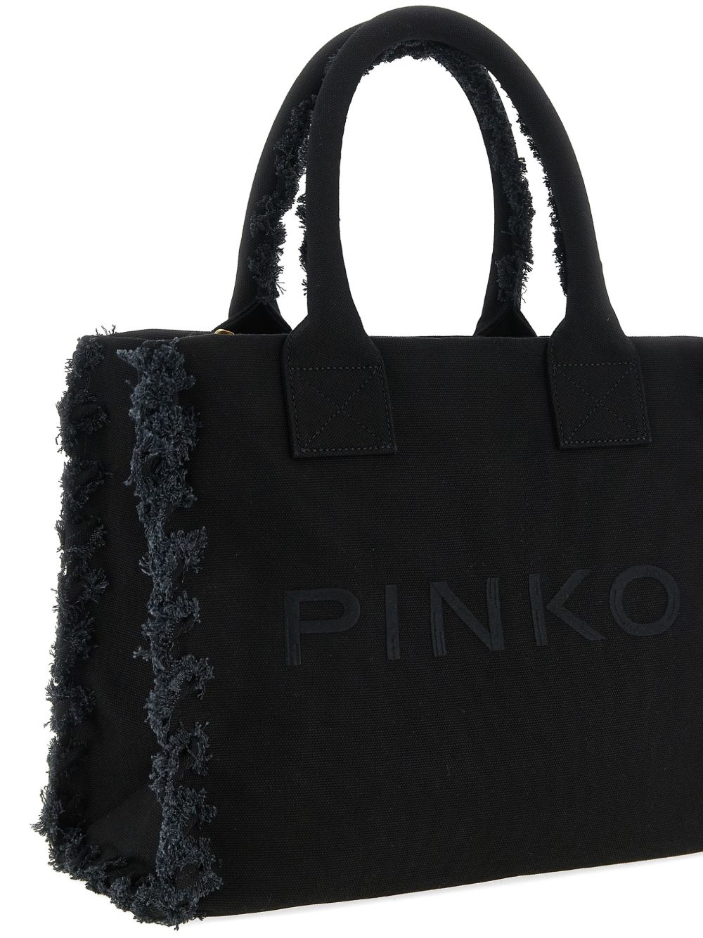 Borsa shopping in cotone con dettagli sfrangiati 106673A3A4 Z99 PINKO
