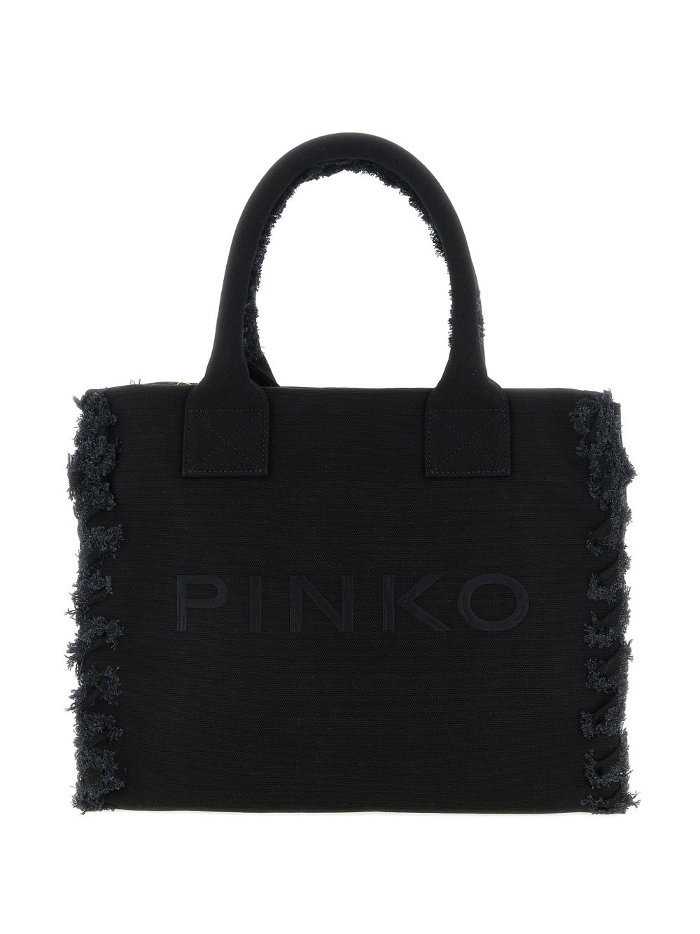 Borsa shopping in cotone con dettagli sfrangiati 106673A3A4 Z99 PINKO