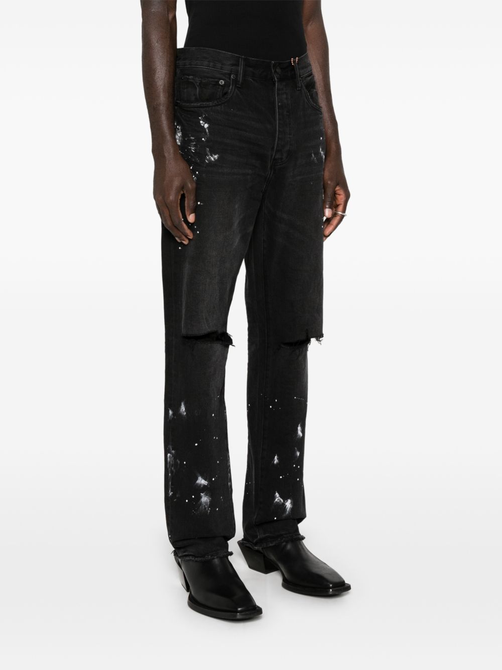 Jeans in cotone straight leg distressed P011BRKS526 BLACK PURPLE BRAND
