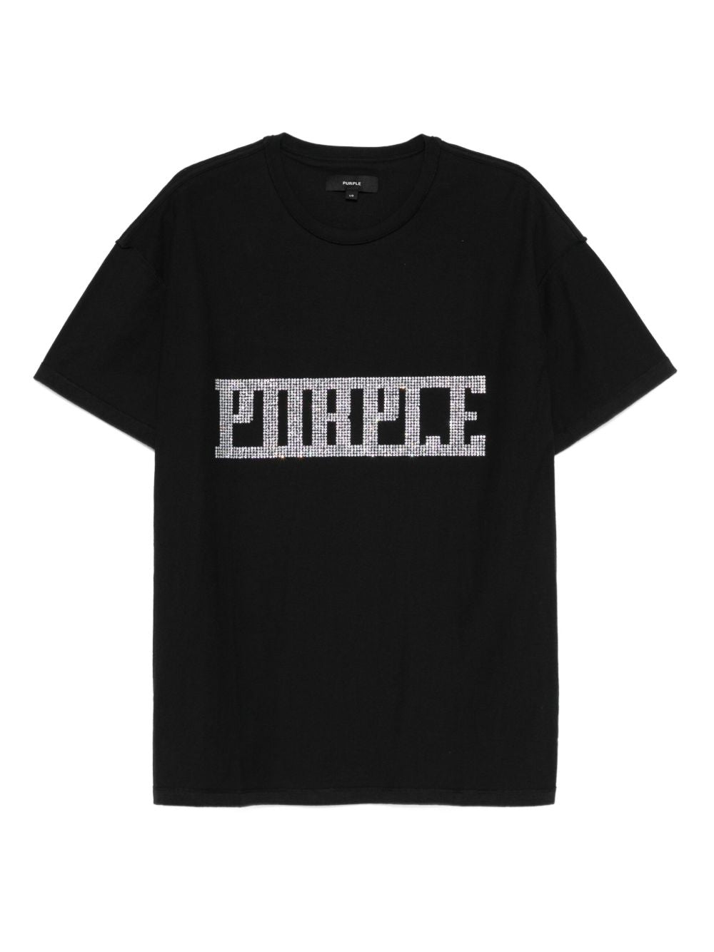 T-shirt in cotone con logo strass P101TBCP126 BLACK PURPLE BRAND