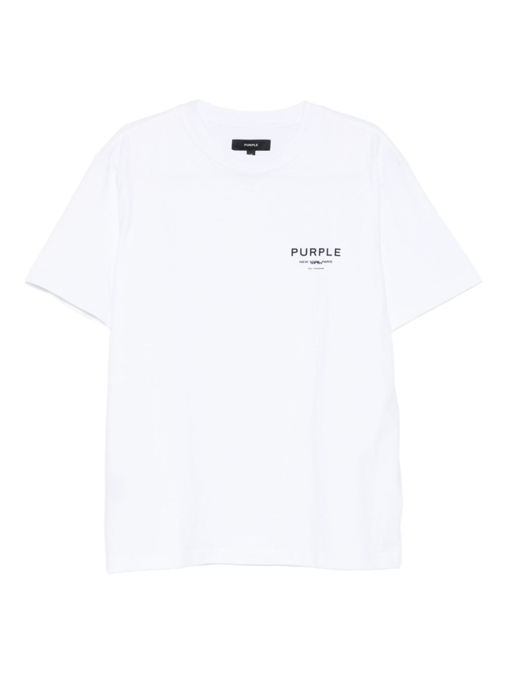 T-shirt girocollo con logo frontale P117HWSP126 WHITE PURPLE BRAND