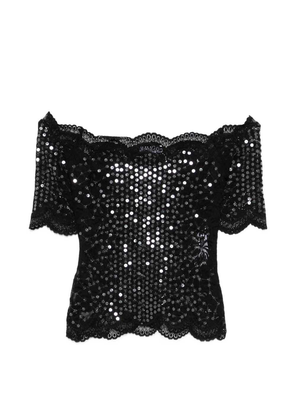 Top con paillettes scollo bardot 26PJTO027PA0170 P001 RABANNE