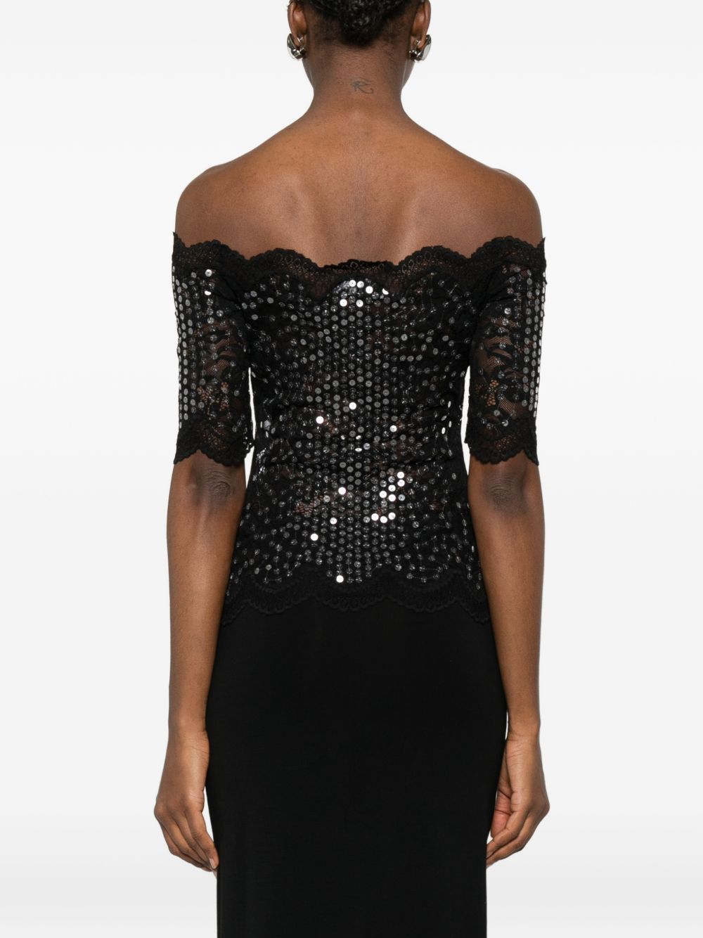 Top con paillettes scollo bardot 26PJTO027PA0170 P001 RABANNE