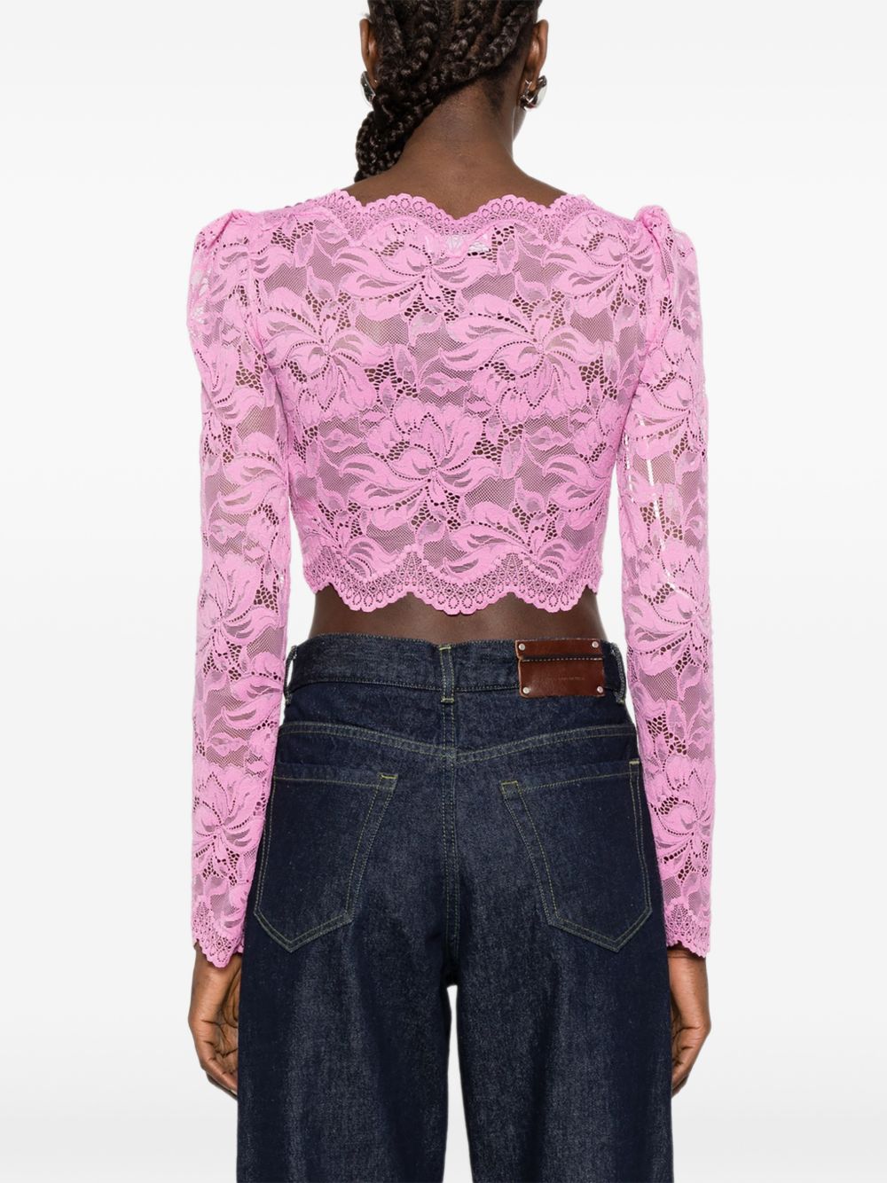 Top in pizzo rosa off-shoulder 26PJTO845PA0170 P689 RABANNE
