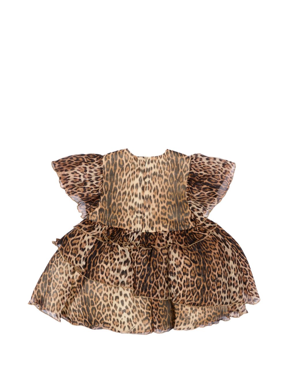 Abito con maniche a volant stampa leopardata CIP26002VE MACULA ROBERTO CAVALLI JUNIOR