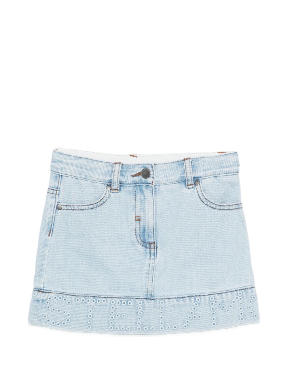 Minigonna in denim con borchie TY7A51Z0746 600 STELLA MCCARTNEY KIDS