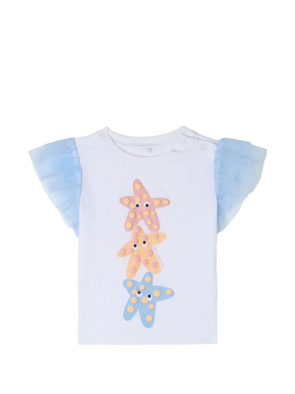 T-shirt con stelle marine a contrasto TY8071Z0434 100 STELLA MCCARTNEY KIDS