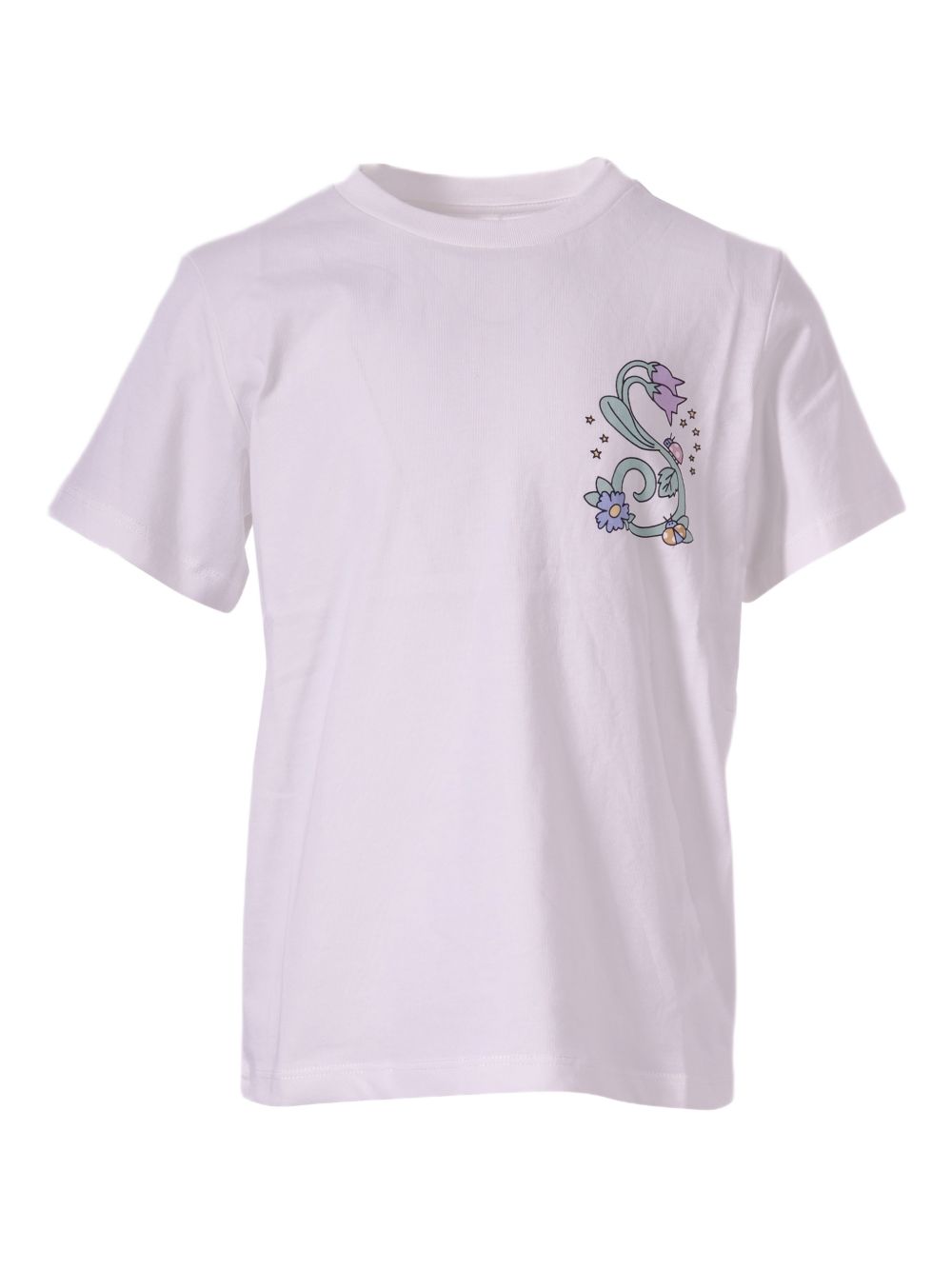 T-shirt in cotone con stampa laterale TY8A21Z0434 101 STELLA MCCARTNEY KIDS