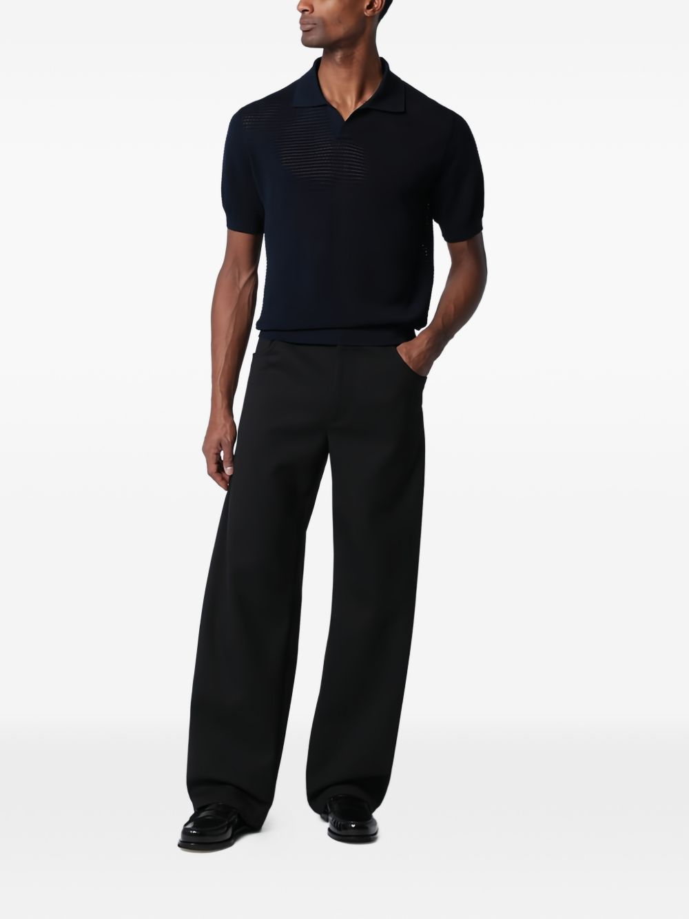 Polo in maglia a coste con colletto FINLAYPWE2602 BLU TAGLIATORE