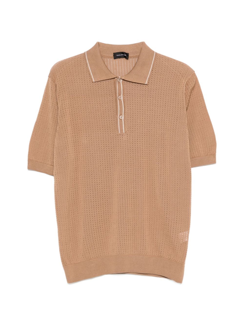 Polo in cotone con ricami traforati HILLPWE2609 COGNAC TAGLIATORE
