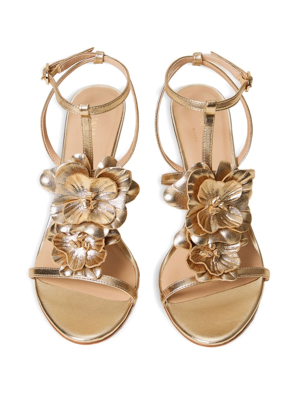 Sandali con tacco dorati e dettaglio floreale 261TGT082 10366 TWINSET