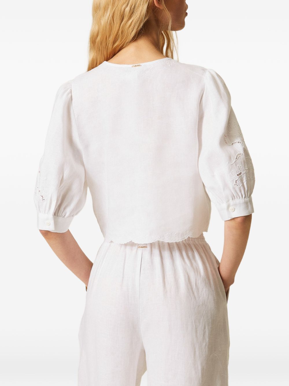 Camicia in lino con ricami 261TT2120 00001 TWINSET