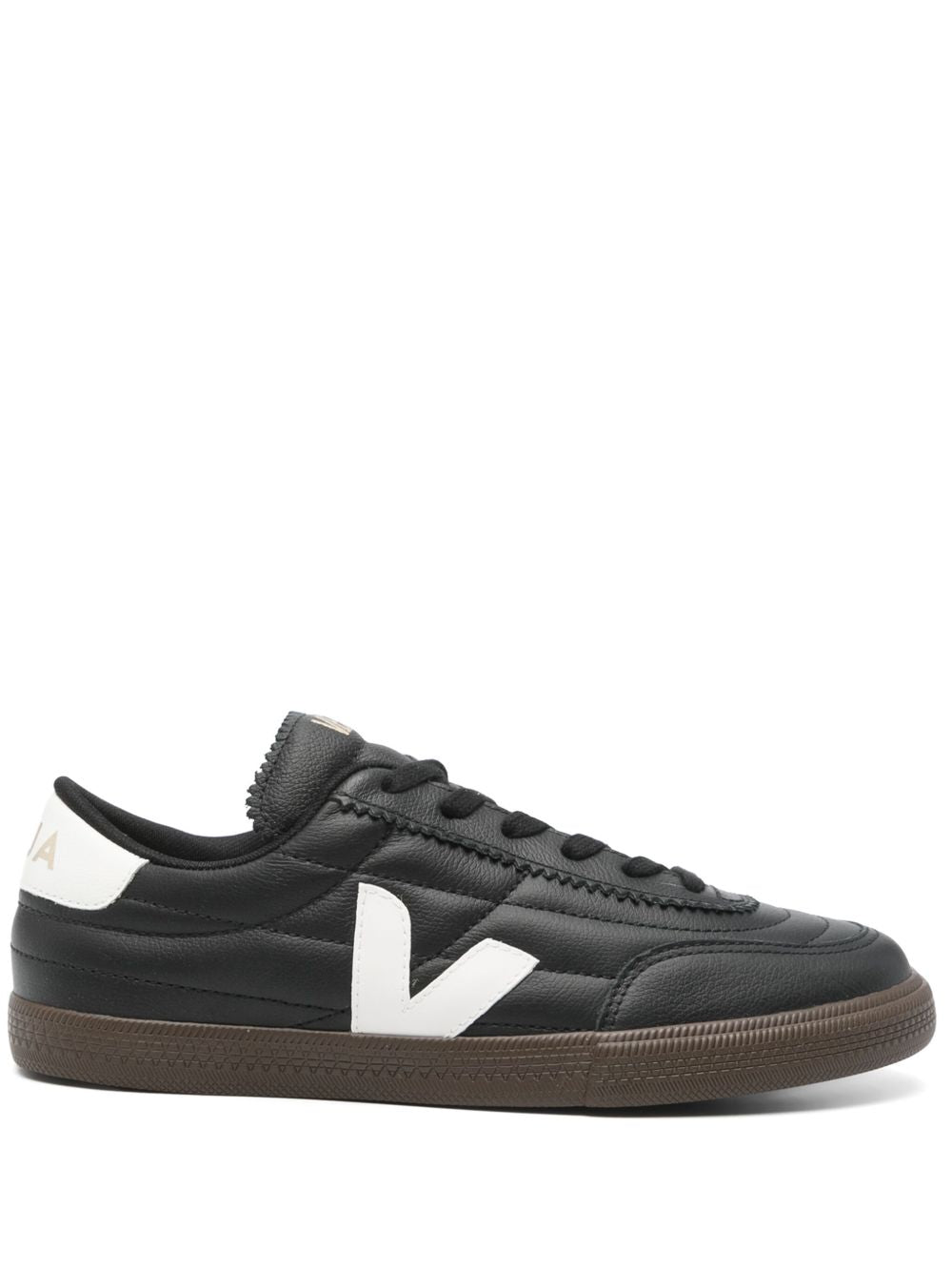 Sneakers in pelle con logo a contrasto FU2020707 BLACKWHITE VEJA