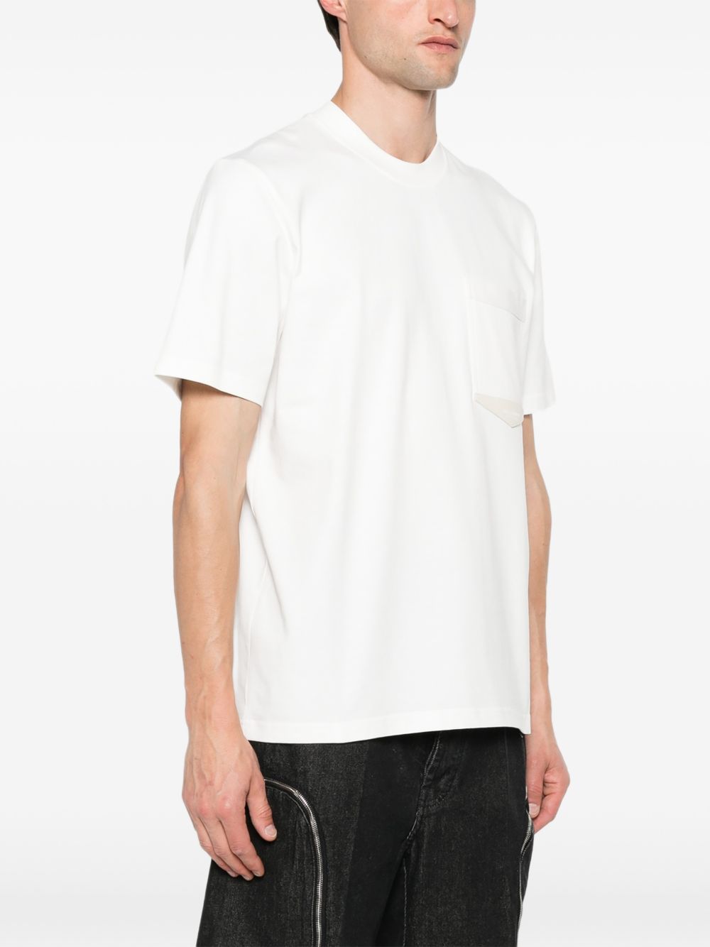 T-shirt in cotone girocollo con patch XM4249 BIANCO YES LONDON