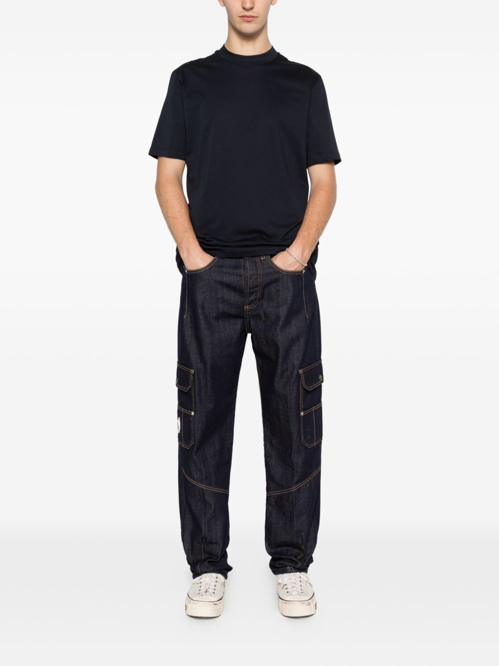 T-shirt in cotone girocollo XM4258 BLU YES LONDON