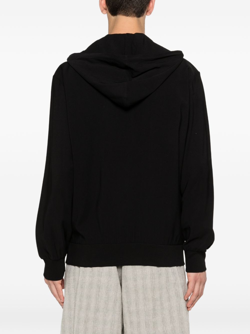 Felpa con cappuccio e zip in rayon XMF3986 NERO YES LONDON