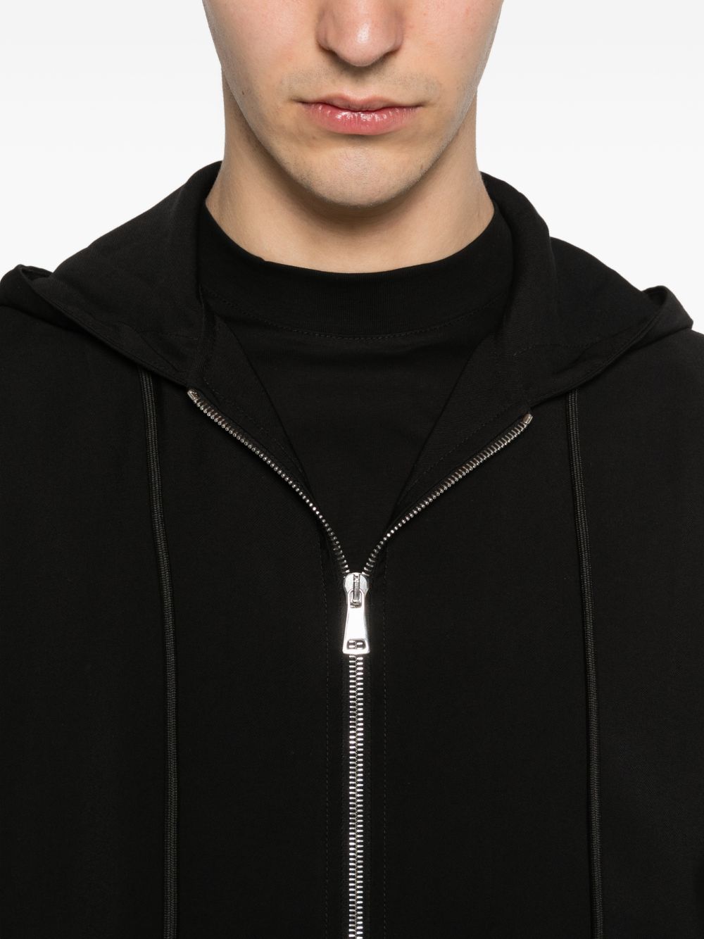 Felpa con cappuccio e zip in rayon XMF3986 NERO YES LONDON