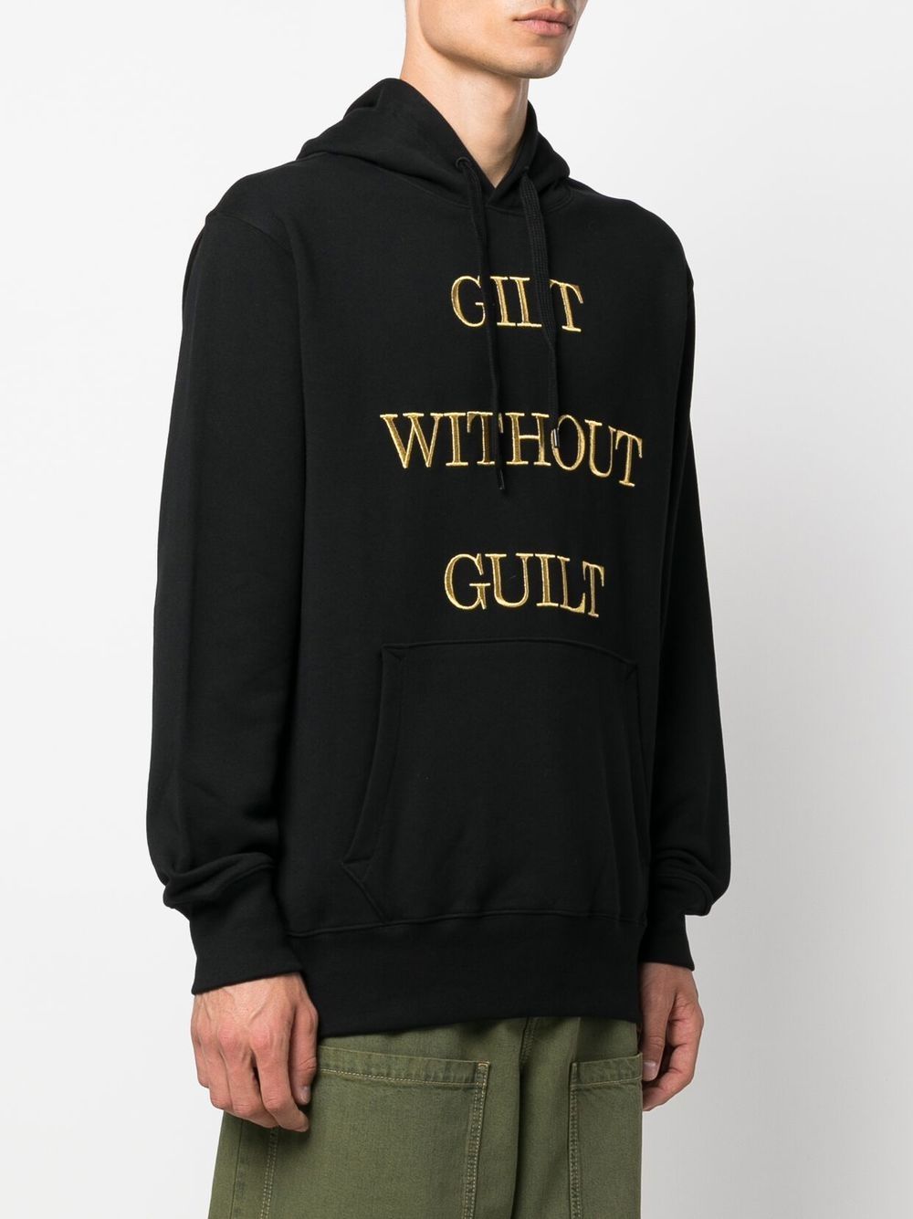 Felpa nera slogan frontale ricamato J17887228 6555 MOSCHINO COUT