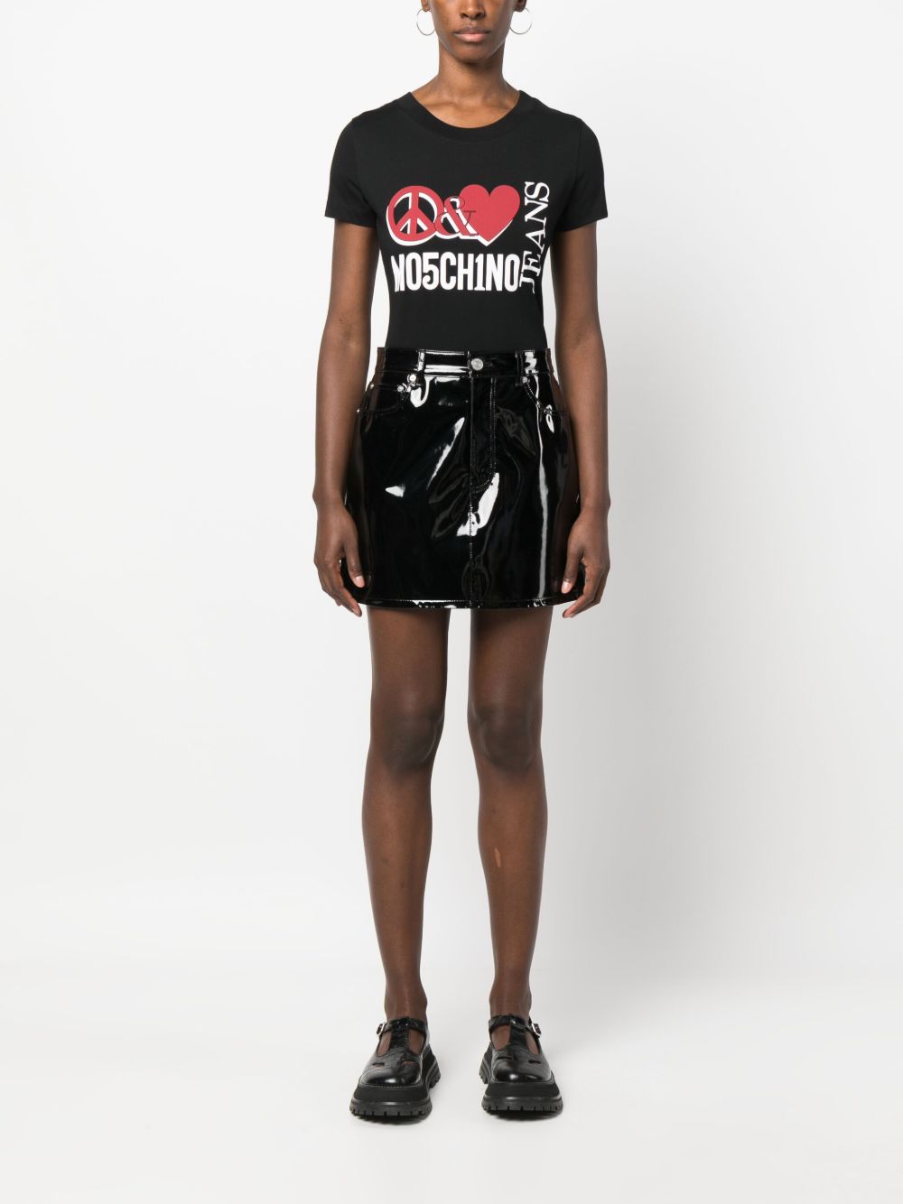 T-shirt Donna Nera Cotone A07078262 5555 MOSCHINO JEANS