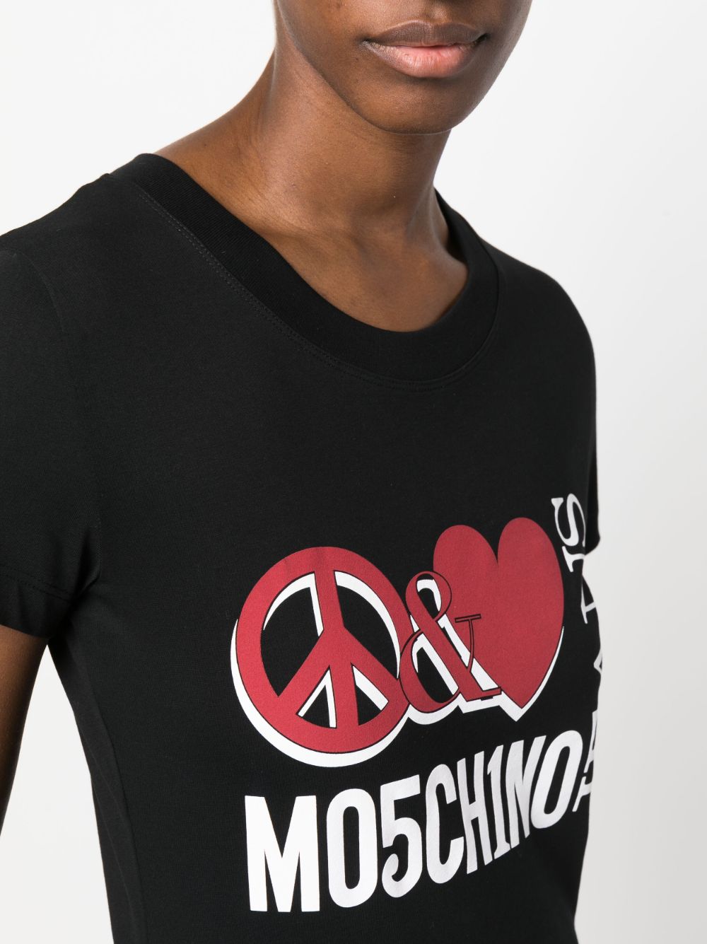 T-shirt Donna Nera Cotone A07078262 5555 MOSCHINO JEANS