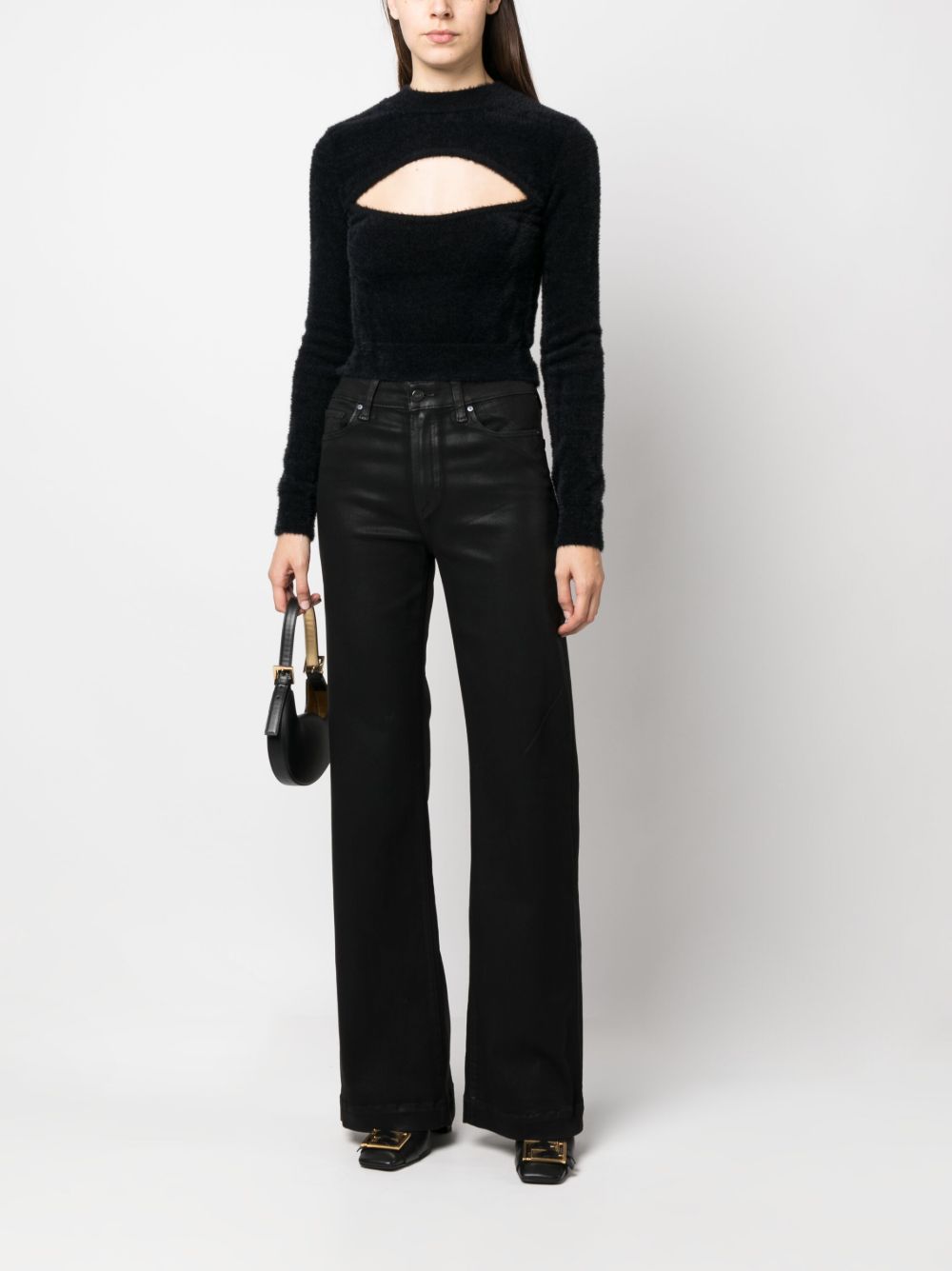 Maglia Donna Nera Poliammide A09368703 0555 MOSCHINO JEANS