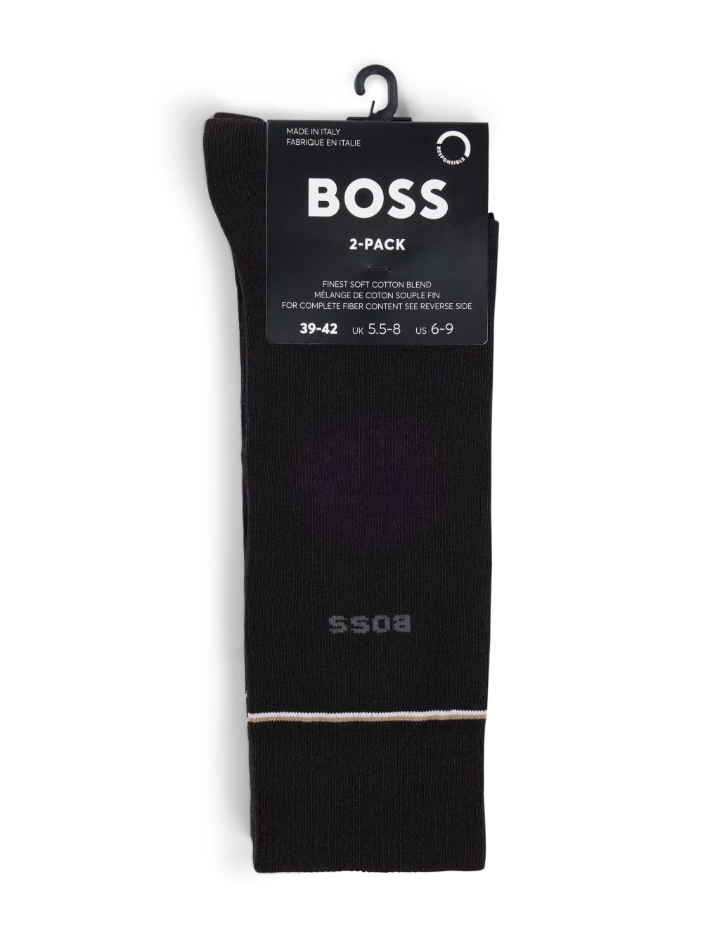 Calzini neri orli logati 50518523 001 BOSS