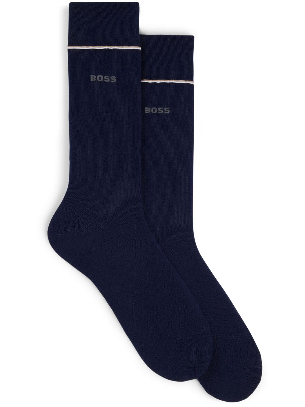 Calzini blu scuro orli logati 50518523 401 BOSS