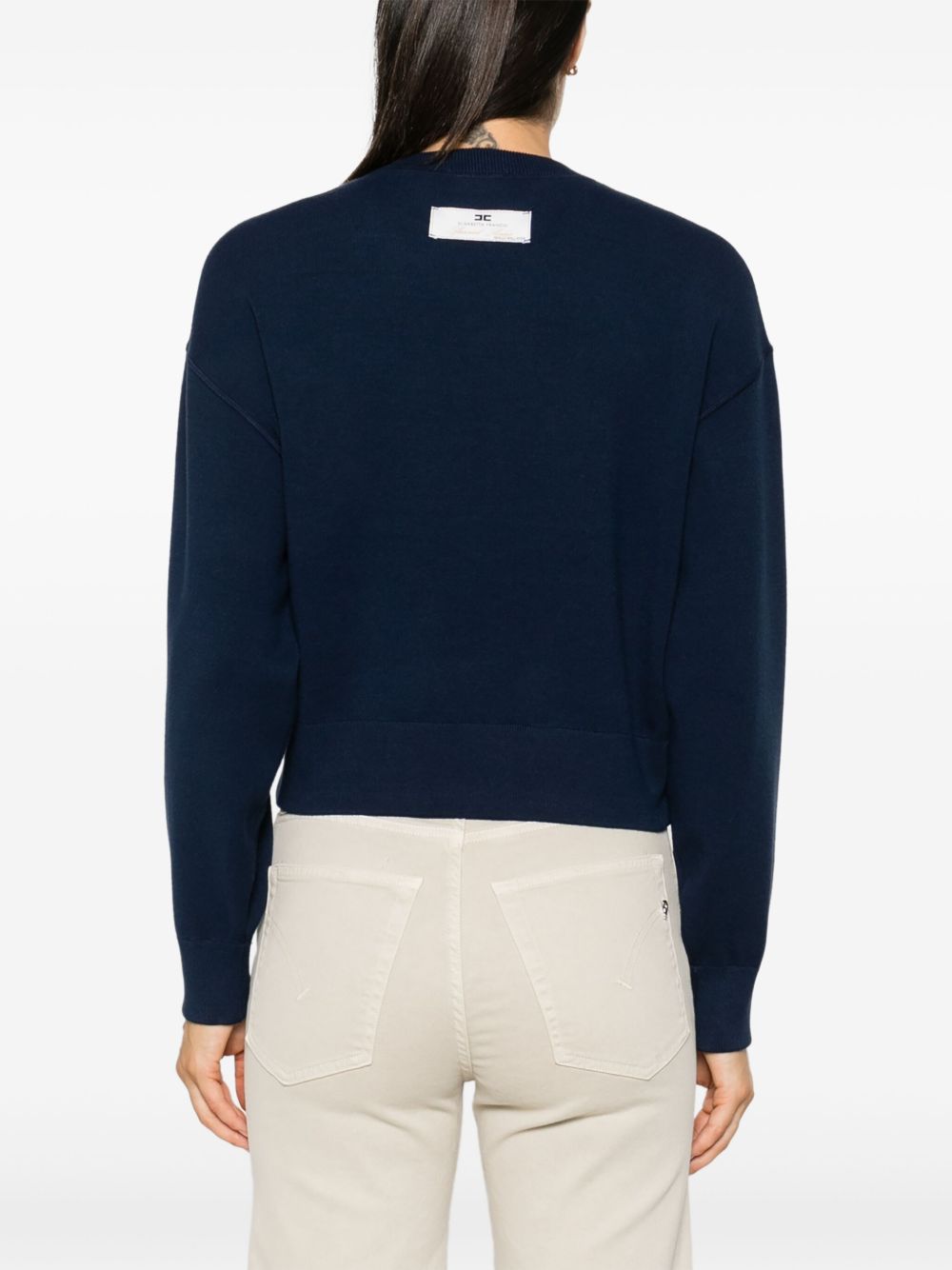 Felpa cropped blu logo monogram ricamo MK76Q46E2 B75 ELISABETTA FRANCHI