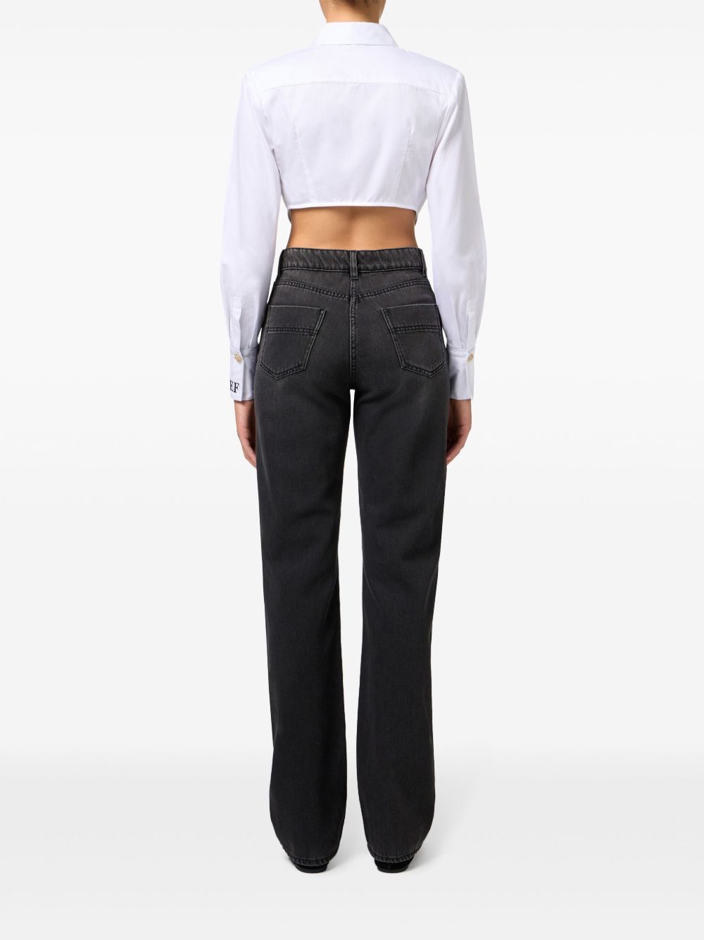 Jeans a gamba ampia nero con bottoni laterali PJ28N46E2 102 ELISABETTA FRANCHI