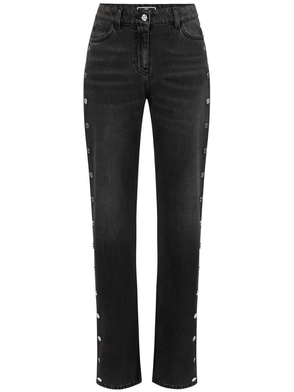 Jeans a gamba ampia nero con bottoni laterali PJ28N46E2 102 ELISABETTA FRANCHI