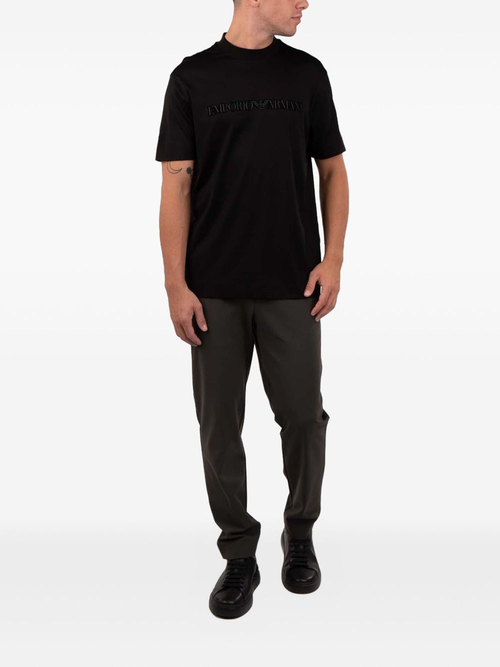 T-shirt Nera con Logo Goffrato 6D1TR31JOSZ 0035 EMPORIO ARMANI