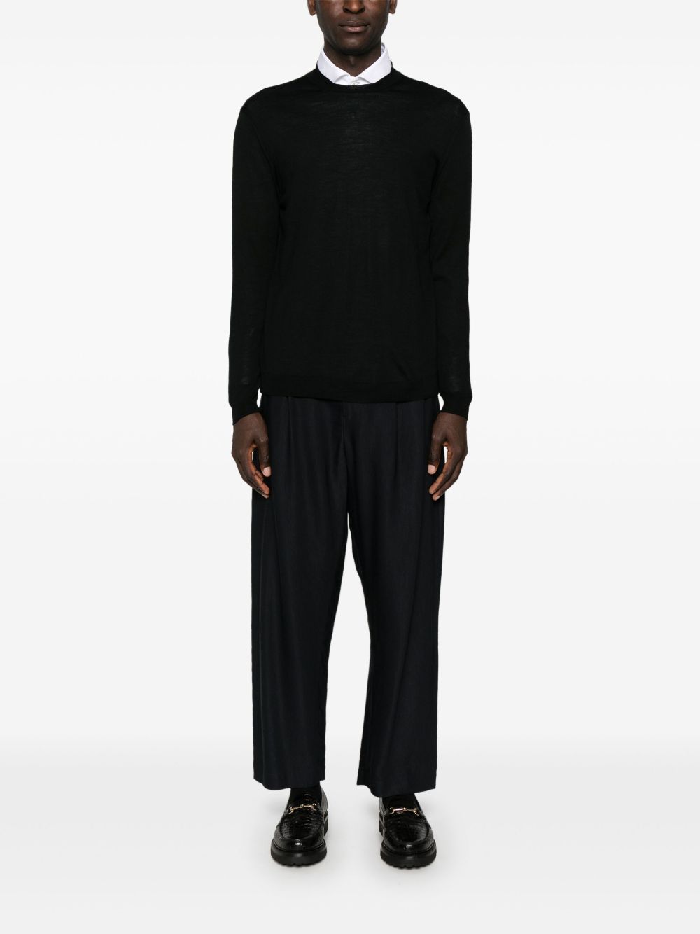 Maglione k139 nero in maglia fine lana L1MFW24256687 D001 LOW BRAND