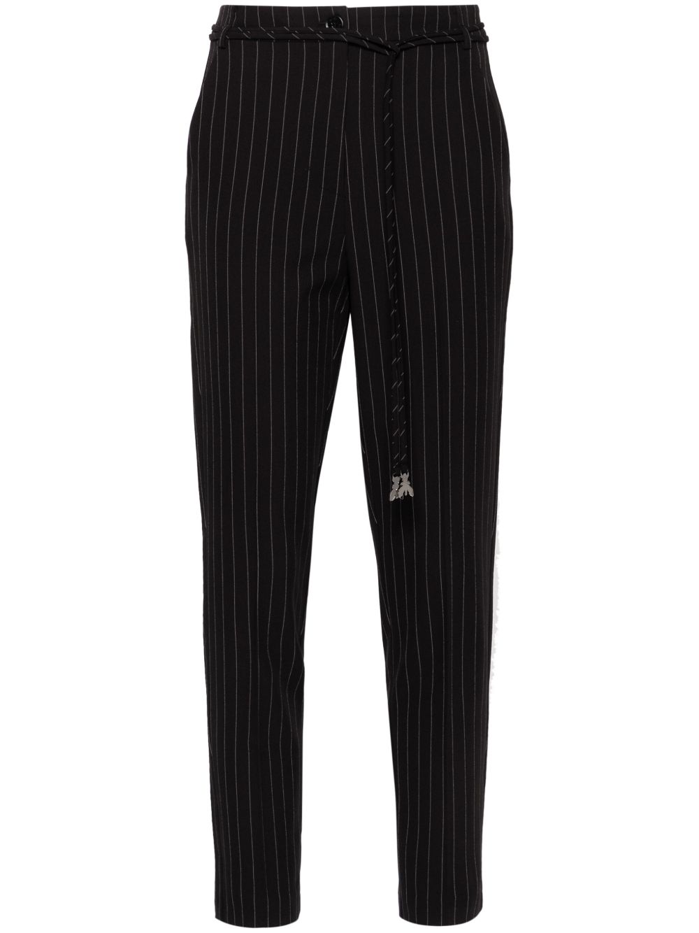 Pantalone nero gessato cintura logata 8P0614A457 F1OO PATRIZIA PEPE