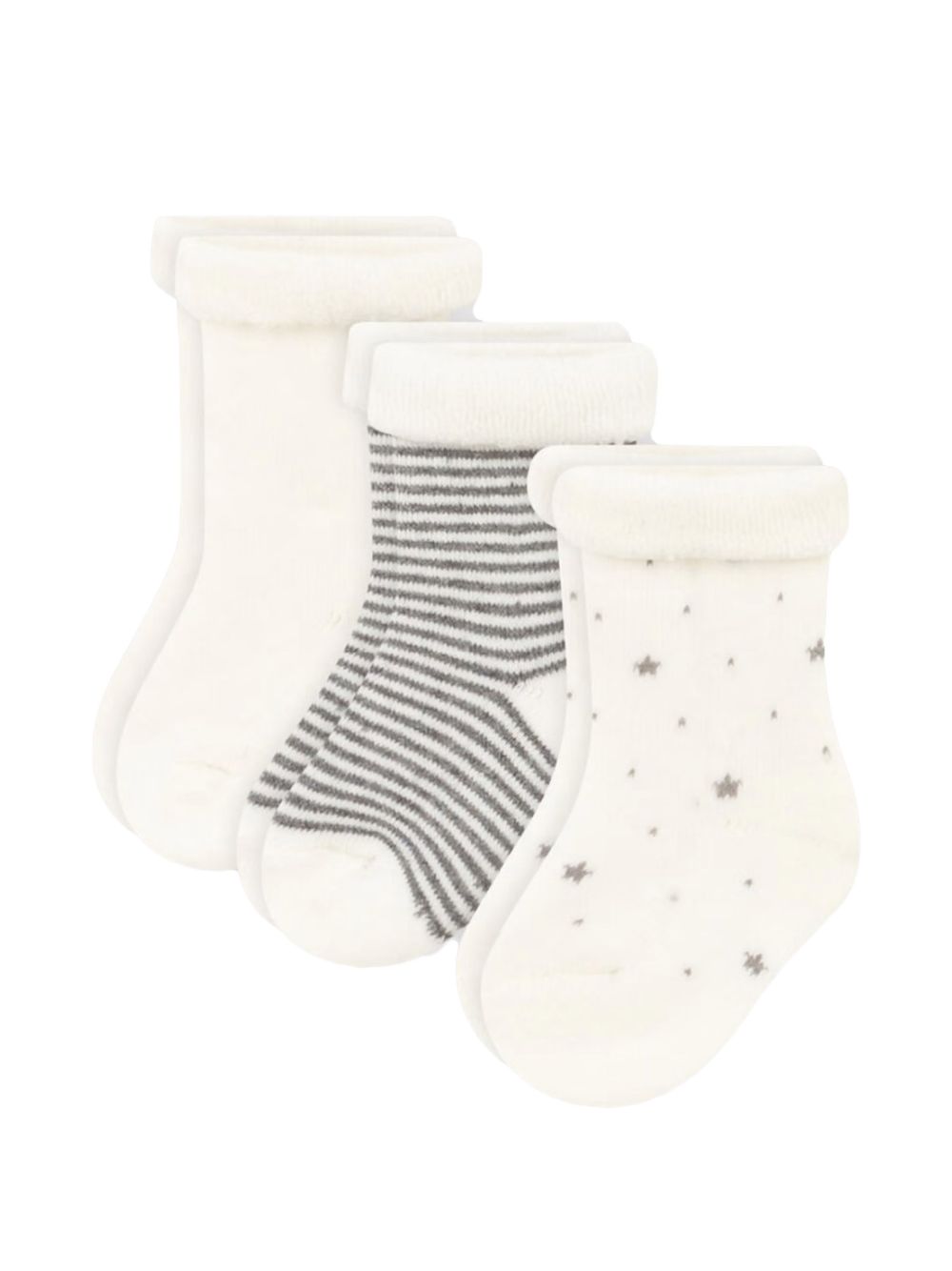 Confezione calzini a fantasia e tinta unita bianco/grigio (3pz) A08ZU 00 PETIT BATEAU KIDS