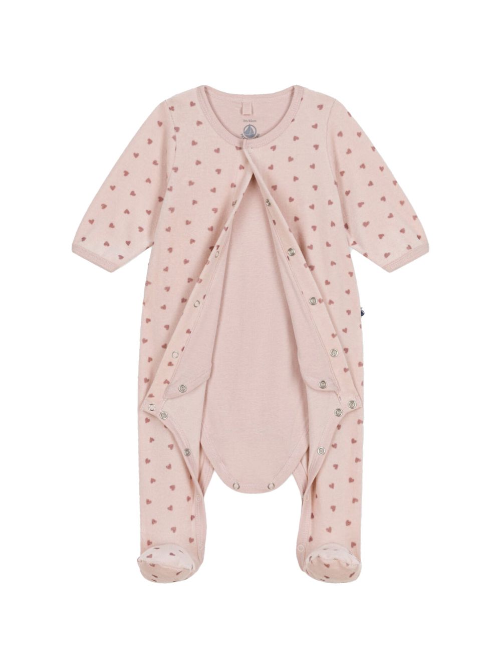 Bodyjama rosa con fantasia cuori neonata A0B7R 01 PETIT BATEAU KIDS