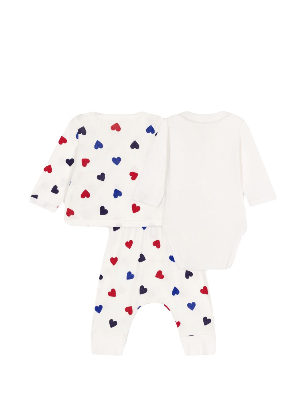 Set con fantasia cuori neonato (3pz) A0BN5 01 PETIT BATEAU KIDS