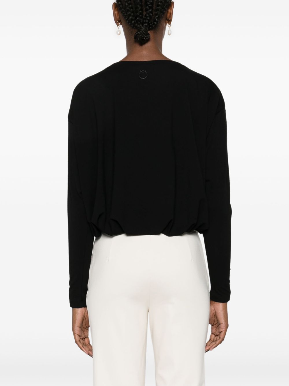 Maglia orlo drappeggiato nera 104158A1DE Z99 PINKO