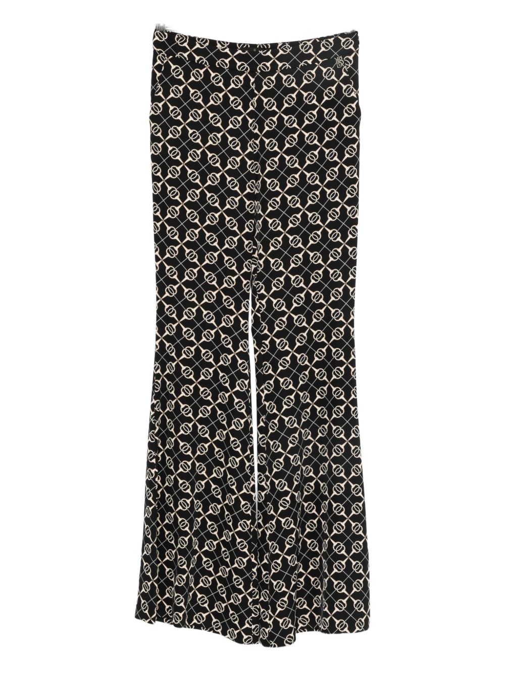 Pantaloni con Motivo a Fantasia e Gamba Svasata S00512 NERO BABYLON COLLECTION