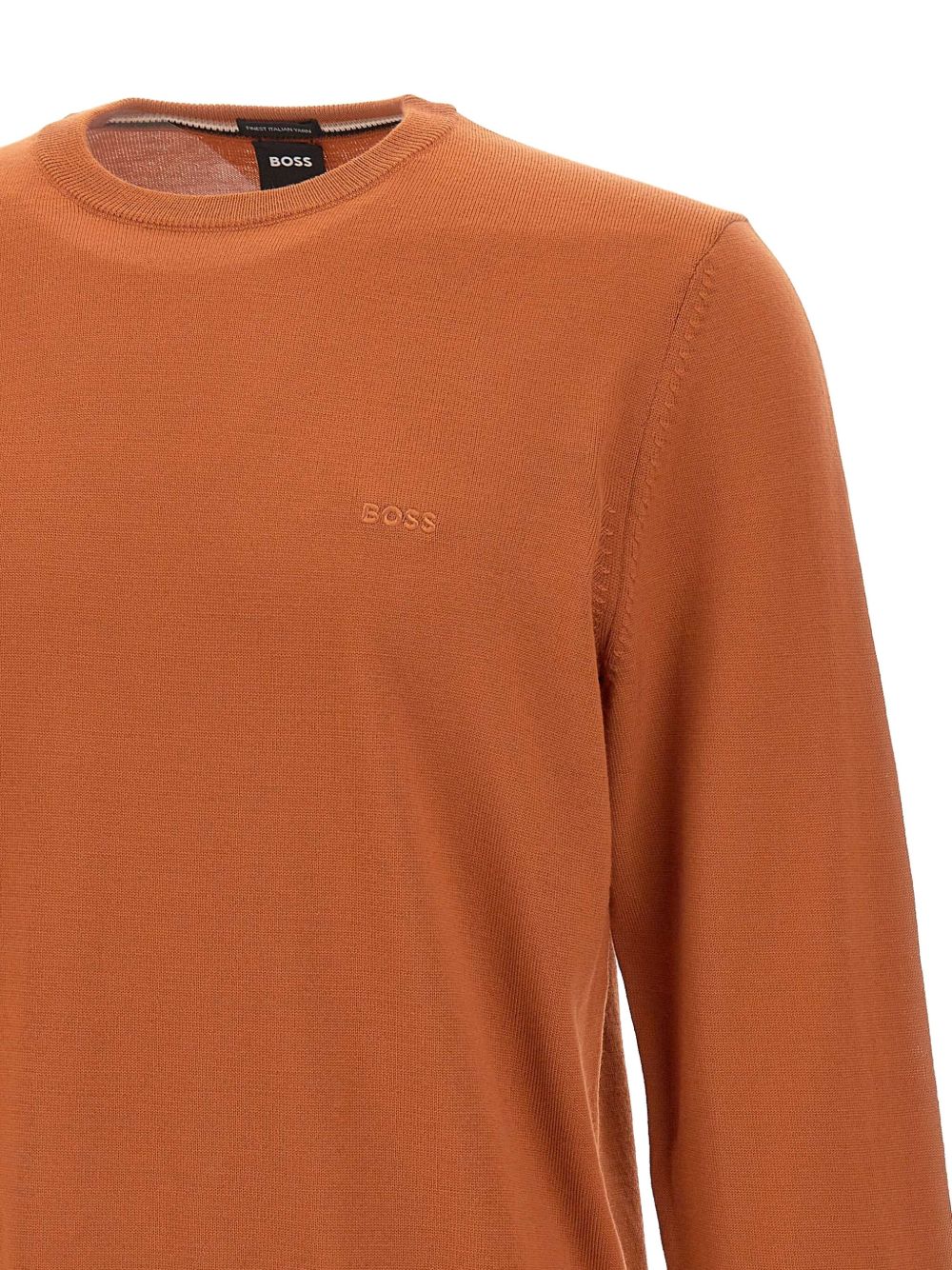 Maglione ruggine in lana con logo ricamato 50476364 809 BOSS