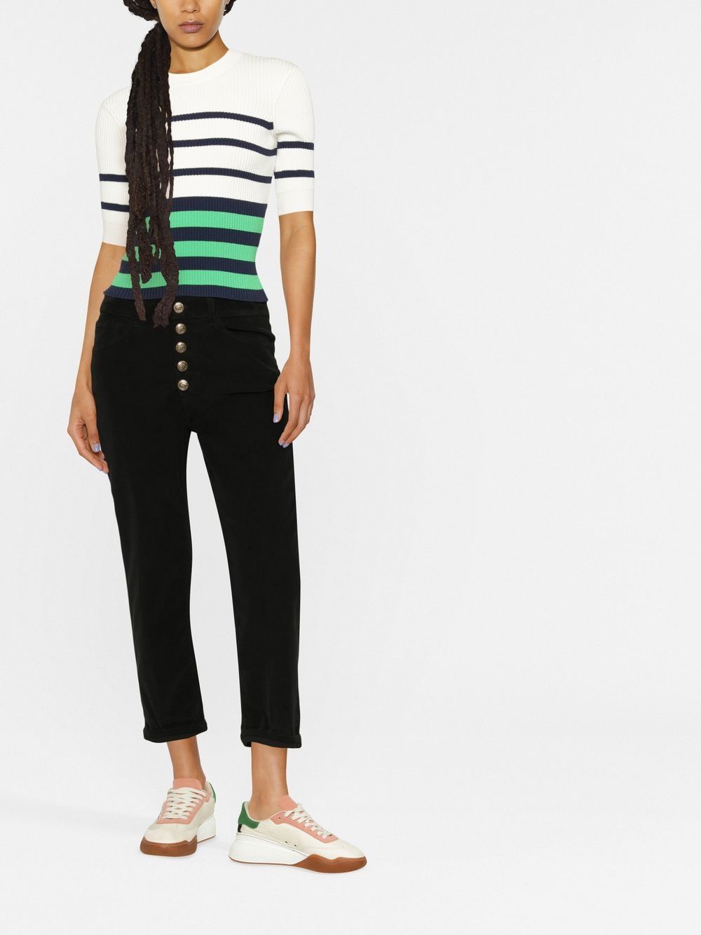 Pantaloni Crop Straight con Dettagli Oro DP268BVS0030BM5DDD 999 DONDUP
