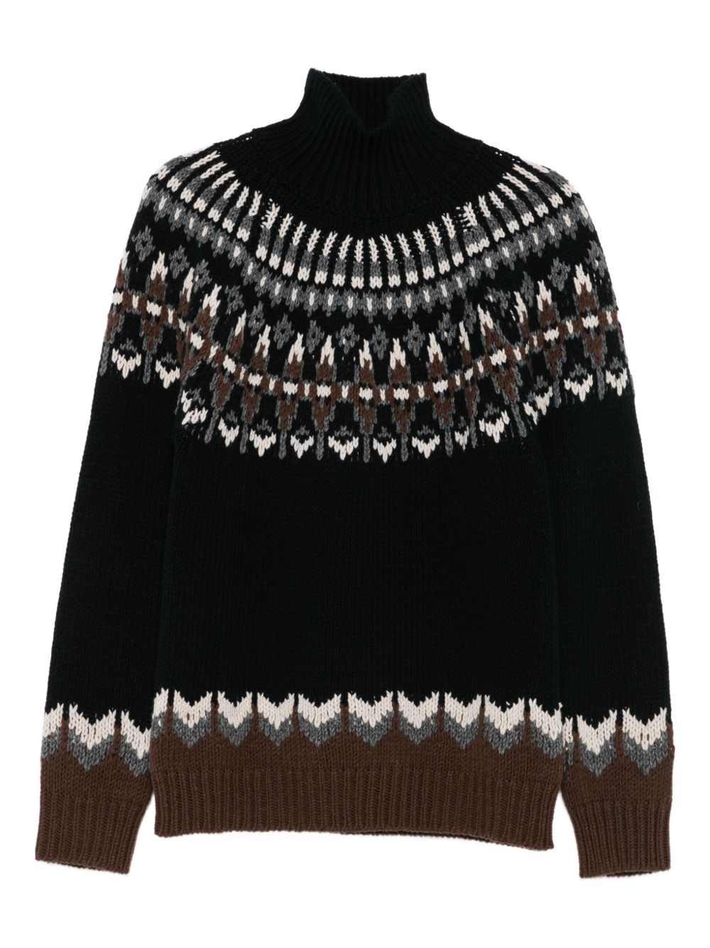 Maglione Nero Collo Alto Motivo Fair Isle UT275M00983U002DUW25 999 DONDUP