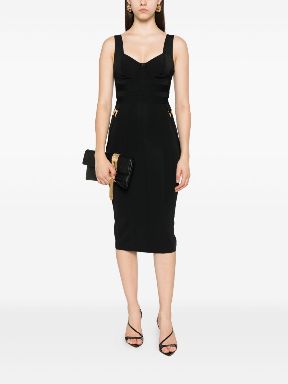 Abito Corto con Scollo a Cuore Nero AB81056E2 110 ELISABETTA FRANCHI